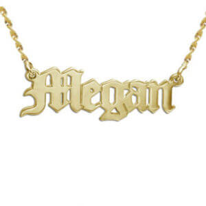 Old English Name Necklace 14 kt Gold