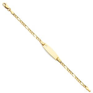 14KY 080 Figaro 3+1 Baby Oval ID with Heart Bracelet