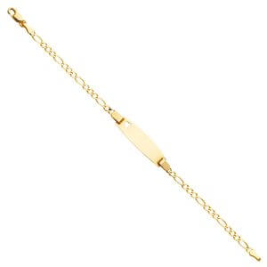 14KY 060 Figaro 3+1 Baby Oval ID with Heart Bracelet