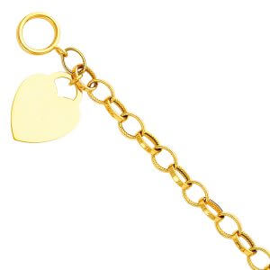 14KY Light Hollow Bracelet with Heart Pendant