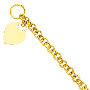 14KY Light Hollow Bracelet with Heart Pendant