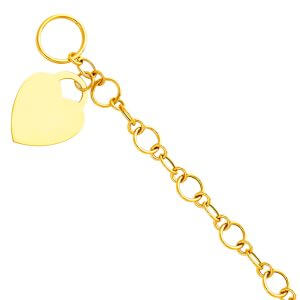 14KY Light Hollow Bracelet with Heart Pendant