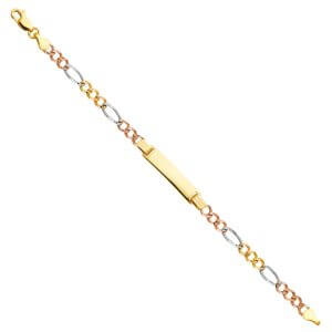 14K 3C Figaro 3+1 100 Baby ID Bracelet