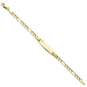 14KY Figaro 3+1 100 Oval Baby ID Bracelet