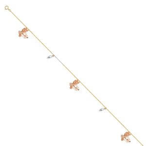 14K 3C Hanging Charm Anklet