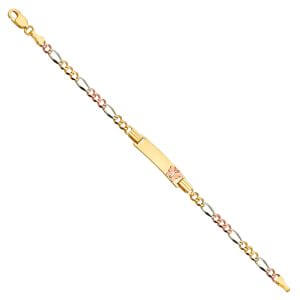 14K 3C Figaro 3+1 080 Butterfly Baby ID Bracelet