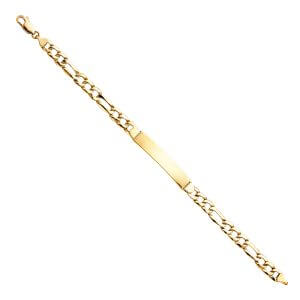 14KY Stamp Figaro Link ID Bracelet