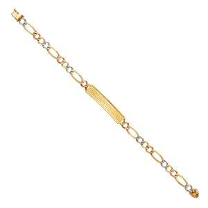 14K 3C DC Figaro Frame ID Bracelet