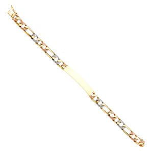 14K 3C Nugget Figaro ID Bracelet