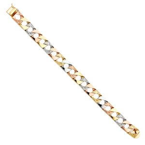 14K 3C Nugget Square Cuban Link Bracelet