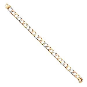 14K 3C Fancy Cuban Link Bracelet