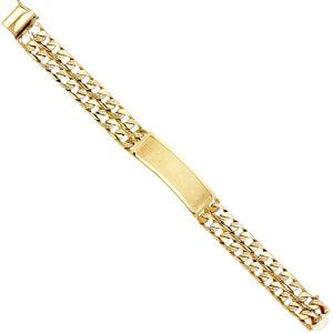 14KY 3L Nugget Cuban Link Frame ID Bracelet