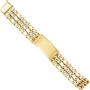 14KY 3L Figaro Link Frame ID Bracelet