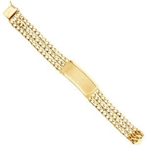 14KY 3L Light Cuban Link Frame ID Bracelet