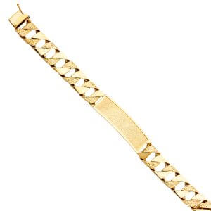 14KY Nugget Cuban Link Frame ID Bracelet
