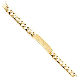 14KY Nugget Cuban Link Frame ID Bracelet