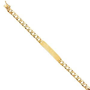 14KY Nugget Cuban Link Frame ID Bracelet