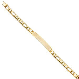 14KY Figaro Link Frame ID Bracelet