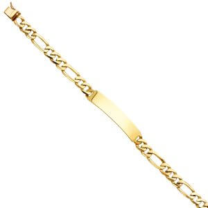 14KY Figaro Link ID Bracelet