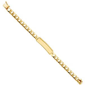 14KY Stamp Nugget Cuban Link F Baby ID Bracelet