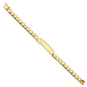 14KY Stamp Cuban Link F Baby ID Bracelet