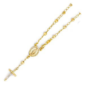 14KY 4mm Moon Ball Rosario Bracelet