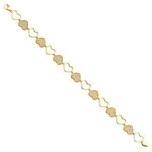 14KY CZ Heart Bracelet