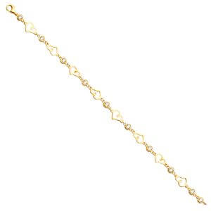 14KY CZ Heart Bracelet