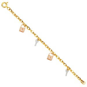 14K 3C Key & Lock CZ Bracelet