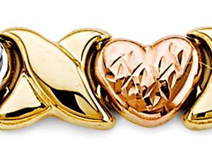 14K 3C Center Stampato Heart Bracelet