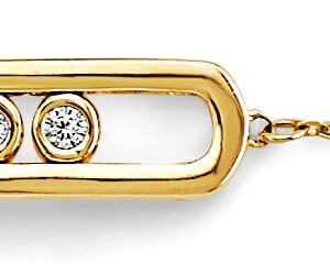 14KY CZ Center ID Bracelet