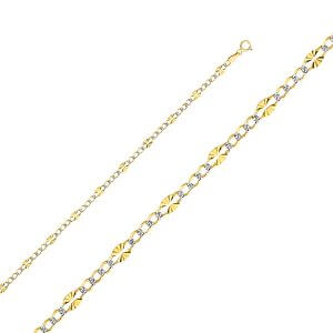 14KY 3.7mm Stamp Figaro 3+1 WP DC Chain
