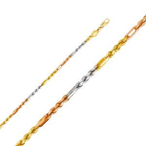 14K 3C 3mm Figarope Chain
