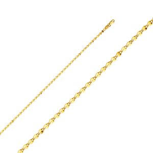 14KY 2.2mm Hollow Curve Mirror Chain