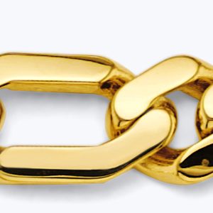 14K 2T 8.0mm Monaco Figaro 3+1 with CZ Lock Chain