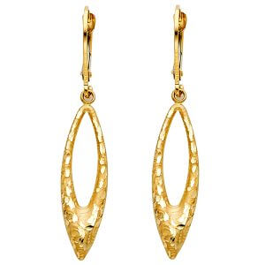 14KY Fancy Hollow Earrings with Lever Back