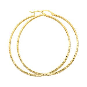 14KY DC 2.8mm Hollow Round Tube Hoop Earrings (55mm)