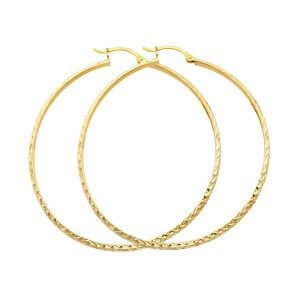 14KY DC 2.8mm Hollow Round Tube Hoop Earrings (45mm)
