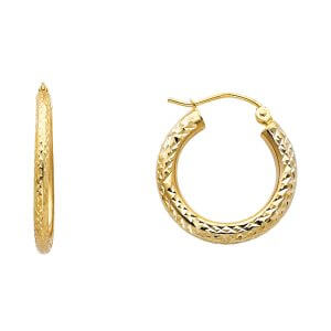 14KY DC 3.0mm Round Hoop Earrings (20mm)