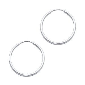14KW 1.5mm Round Tube Polished Endless Hoop Earrings (20mm)
