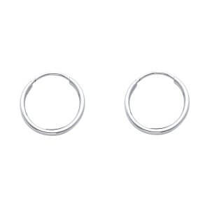 14KW 1.5mm Round Tube Polished Endless Hoop Earrings (15mm)