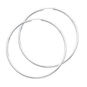 14KW 2mm Round Tube Polished Endless Hoop Earrings (65mm)