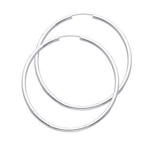 14KW 2mm Round Tube Polished Endless Hoop Earrings (45mm)