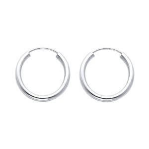 14KW 2mm Round Tube Polished Endless Hoop Earrings (1 7mm)