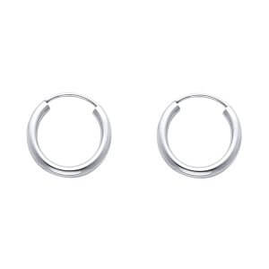 14KW 2mm Round Tube Polished Endless Hoop Earrings (15mm)