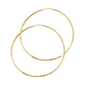 14KY 1.5mm Budded DC Endless Hoop Earrings (45mm)