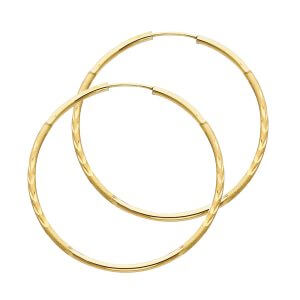 14KY 1.5mm Budded DC Endless Hoop Earrings (38mm)