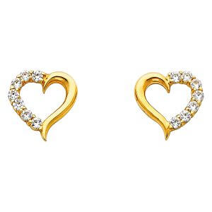 14KY Heart CZ Earrings (ER317)