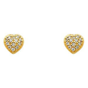 14KY Heart CZ Earrings (ER318)