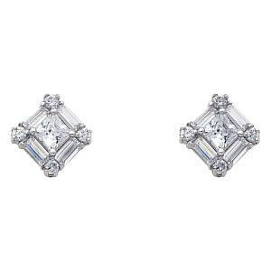 14KW Square CZ Earrings (ER324W)